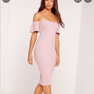 Missguided Bardot bodycon midi dress purple